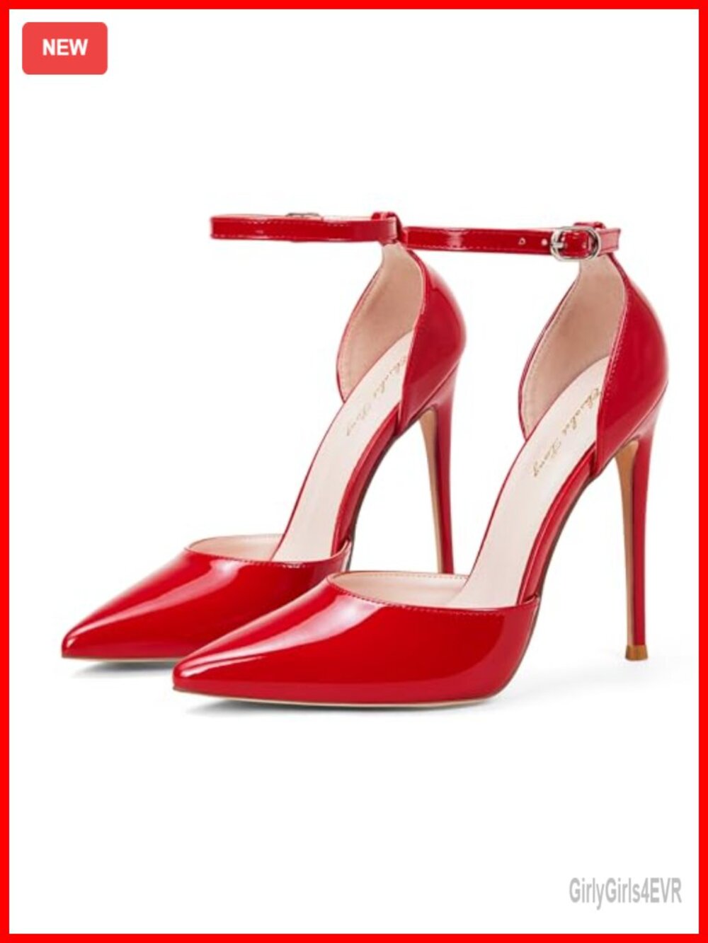 Women Pumps D'Orsay Ankle Strap Pointed Toe Stiletto Heels Party Wedding Shoes